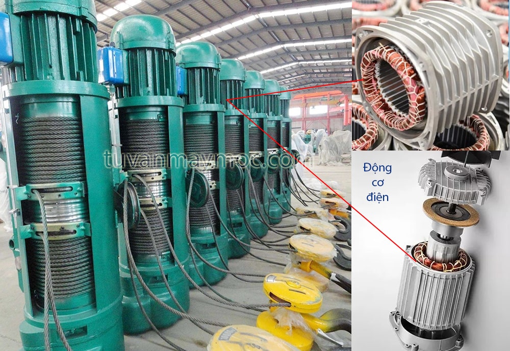 Cấu tạo và tiện ích của pa lăng cáp điện động cơ pa lăng cáp điện